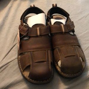 Boys Brown Leather Hush Puppies Sandals